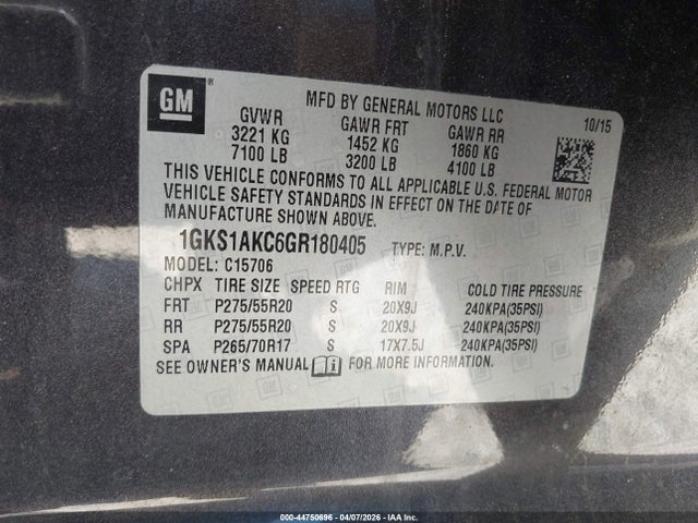 Продажа на аукционе авто 2016 Gmc Yukon Sle, vin: 1GKS1AKC6GR180405, номер лота: 44750696