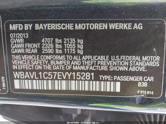 44750698 :رقم المزاد ، WBAVL1C57EVY15281 vin ، 2014 Bmw X1 Xdrive28i مزاد بيع