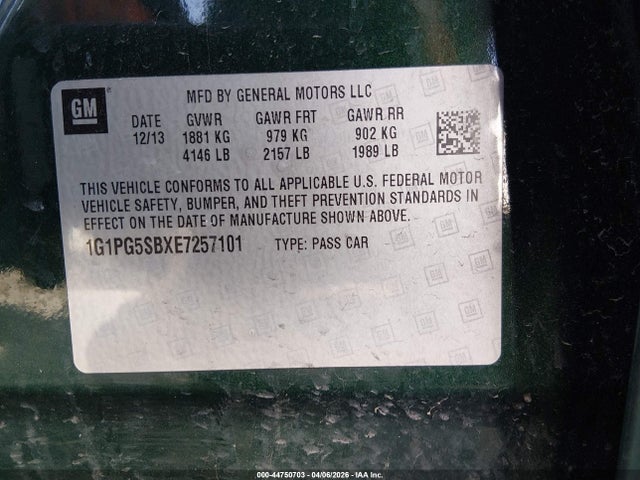 Продаж на аукціоні авто 2014 Chevrolet Cruze Ltz, vin: 1G1PG5SBXE7257101, номер лоту: 44750703