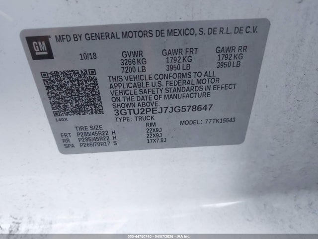 3GTU2PEJ7JG578647 GMC Sierra 1500 Denali