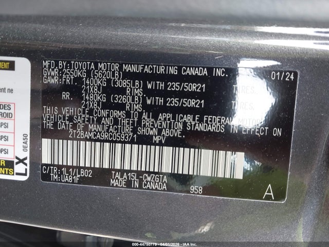 Продаж на аукціоні авто 2024 Lexus Rx 350 Premium Plus, vin: 2T2BAMCA9RC059371, номер лоту: 44750779