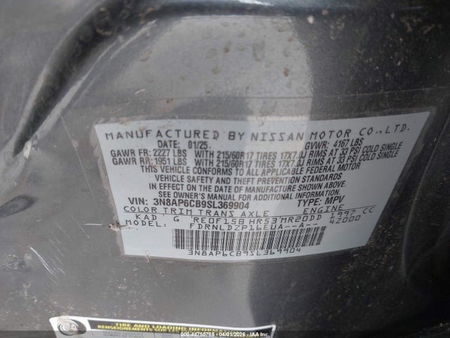 Продажа на аукционе авто 2025 Nissan Kicks Sv Intelligent Awd, vin: 3N8AP6CB9SL369904, номер лота: 44750785