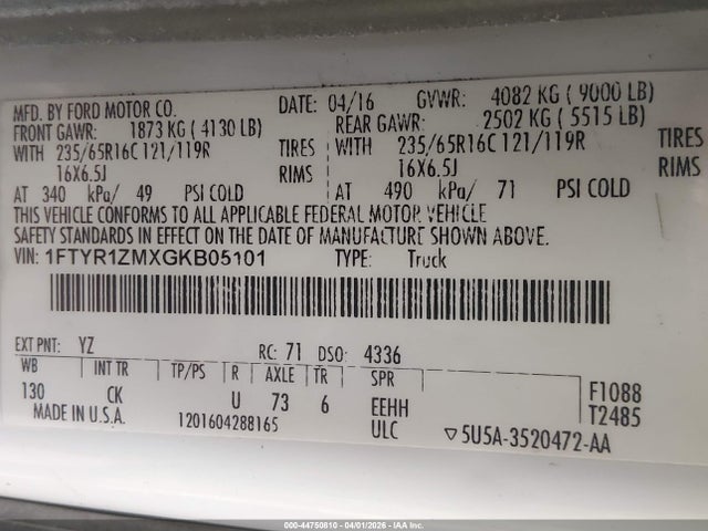 2016 FORD TRANSIT-250 1FTYR1ZMXGKB05101 Photo 8