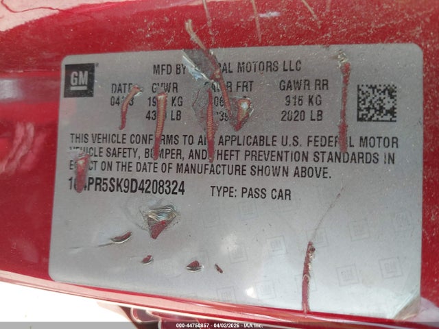 2013 Buick Verano Convenience Group მანქანა იყიდება აუქციონზე, vin: 1G4PR5SK9D4208324, აუქციონის ნომერი: 44750857