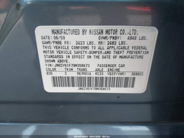 Aukcja sprzedaży 2009 Infiniti G37x, vin: JNKCV61F79M358673, numer aukcji: 44750954