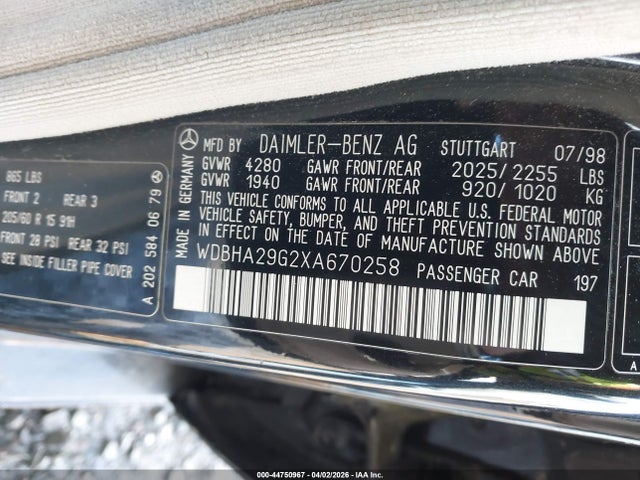 Продажа на аукционе авто 1999 Mercedes-benz C 280, vin: WDBHA29G2XA670258, номер лота: 44750967