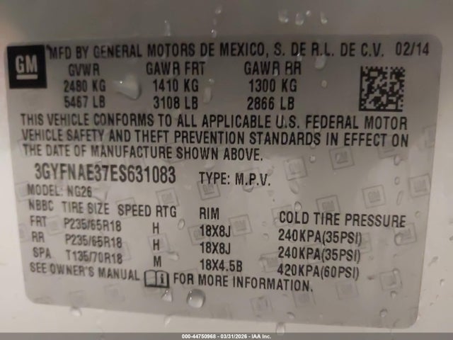 2014 CADILLAC SRX 3GYFNAE37ES631083 Photo 8