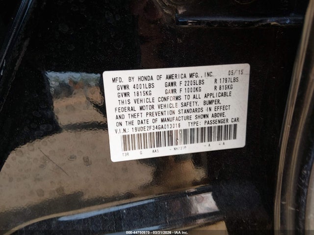 44750970 :رقم المزاد ، 19UDE2F34GA013016 vin ، 2016 Acura Ilx 2.4l/acurawatch Plus Package مزاد بيع