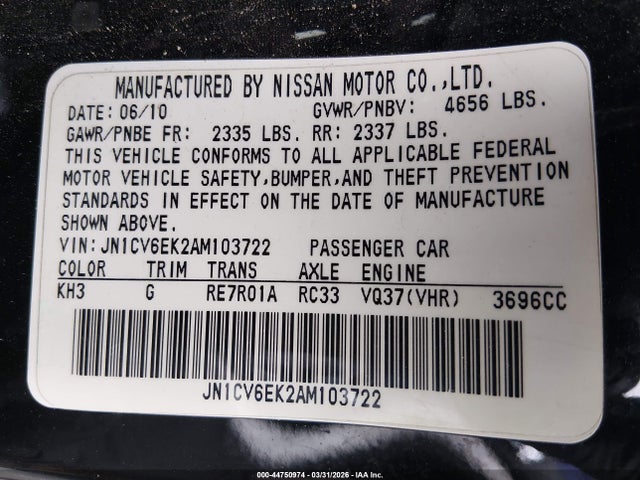 Продаж на аукціоні авто 2010 Infiniti G37 Journey, vin: JN1CV6EK2AM103722, номер лоту: 44750974