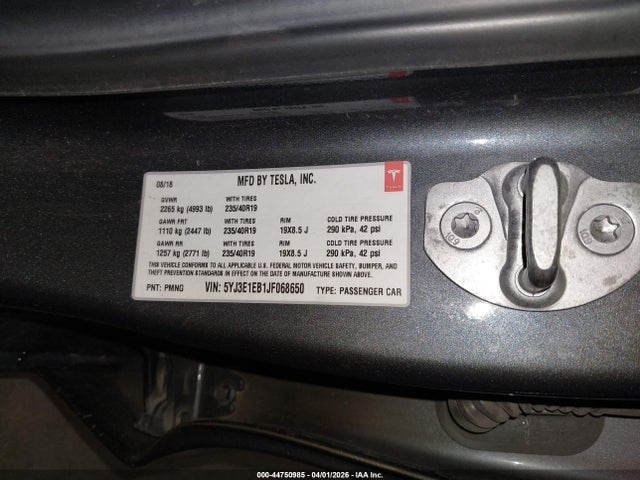 Aukcja sprzedaży 2018 Tesla Model 3 Long Range/performance, vin: 5YJ3E1EB1JF068650, numer aukcji: 44750985