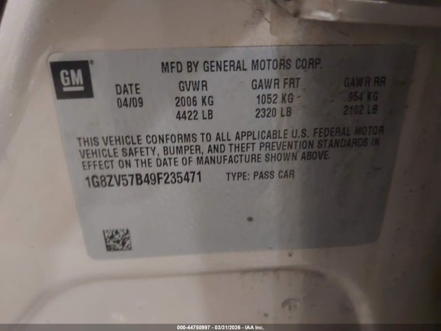 2009 SATURN AURA 1G8ZV57B49F235471 Photo 8
