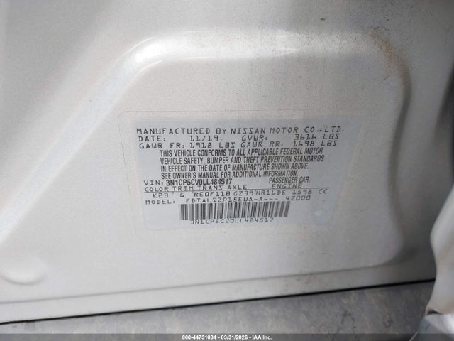 Nissan Kicks Sv Xtronic Cvt 2020 3N1CP5CV0LL484517 Image 9
