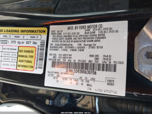3LN6L5D92KR630706 Lincoln Mkz Reserve I
