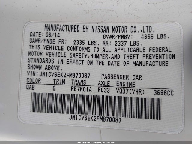 JN1CV6EK2FM870087 Infiniti Q60 S Limited