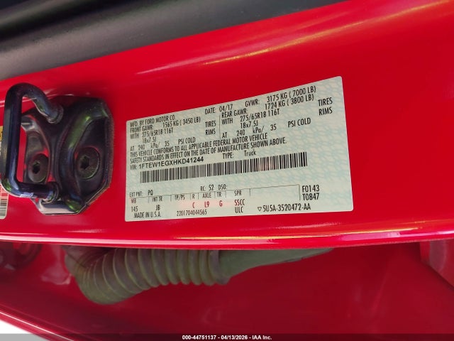 1FTEW1EGXHKD41244 Ford F-150 Xlt