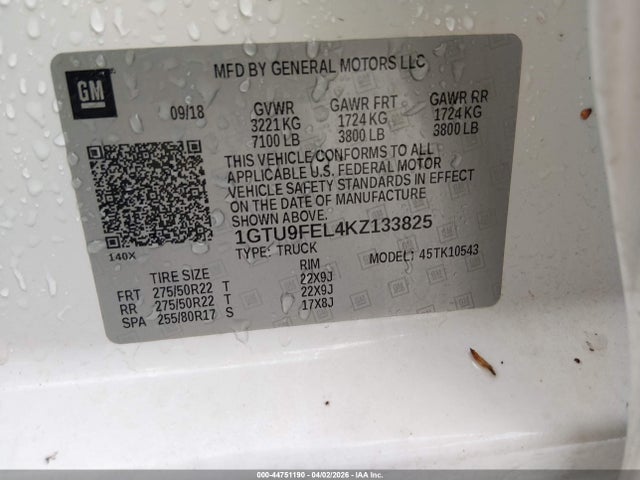 Aukcja sprzedaży 2019 Gmc Sierra 1500 Denali, vin: 1GTU9FEL4KZ133825, numer aukcji: 44751190