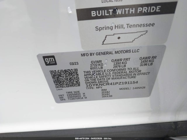 Продаж на аукціоні авто 2023 Cadillac Xt5 Fwd Premium Luxury, vin: 1GYKNCR41PZ191154, номер лоту: 44751204