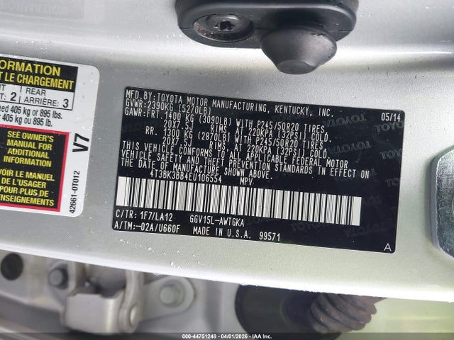 Toyota Venza Xle V6 2014 4T3BK3BB4EU106554 Image 9