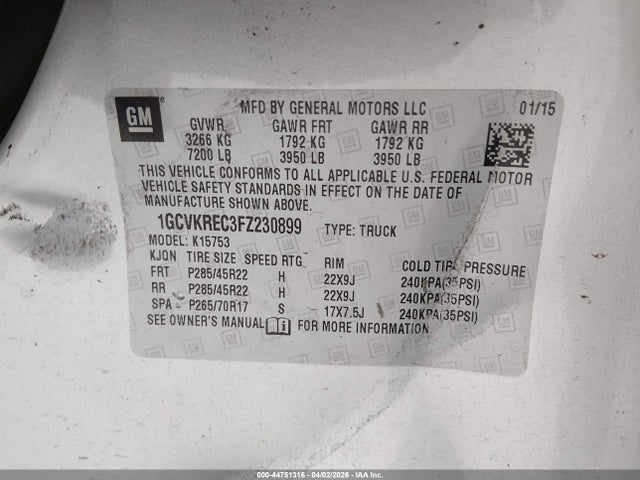 2015 CHEVROLET SILVERADO 1500 1GCVKREC3FZ230899 Photo 8