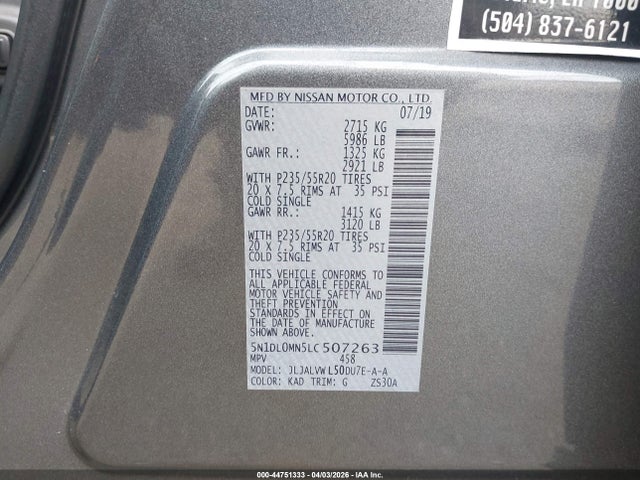 5N1DL0MN5LC507263 Infiniti QX60 LUXE