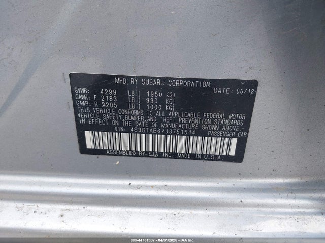 2018 SUBARU IMPREZA 4S3GTAB67J3751514 Photo 8
