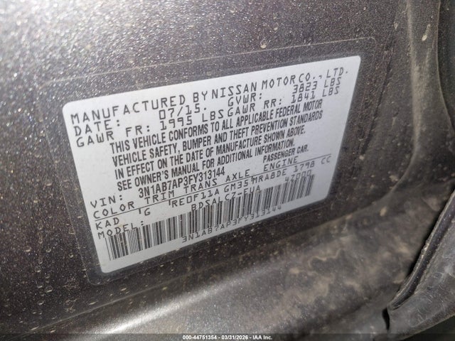 Nissan SENTRA S 2015 3N1AB7AP3FY313144 Image 9