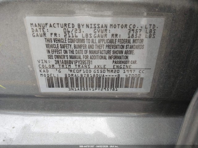 3N1AB8BV1PY295781 Nissan Sentra S Xtronic Cvt