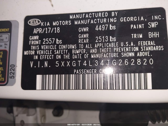 2018 KIA OPTIMA 5XXGT4L34JG262820 Photo 8