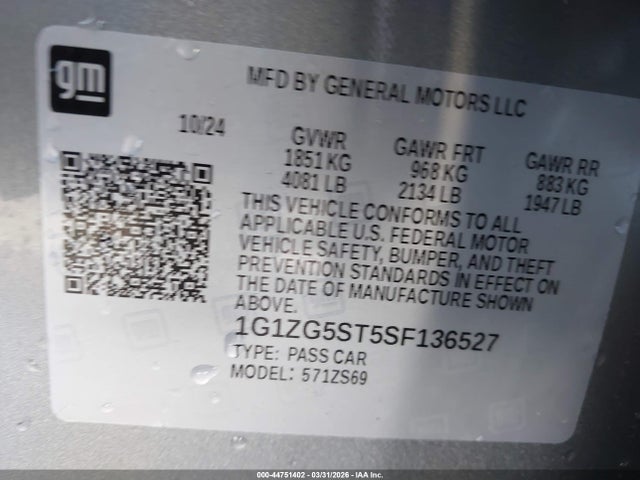 2025 CHEVROLET MALIBU 1G1ZG5ST5SF136527 Photo 8