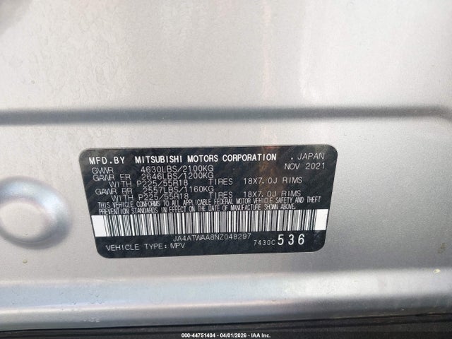 Aukcja sprzedaży 2022 Mitsubishi Eclipse Cross Se S-awc/se Special Edition S-awc/sel S-awc/sel Special Edition S-awc, vin: JA4ATWAA8NZ048297, numer aukcji: 44751404