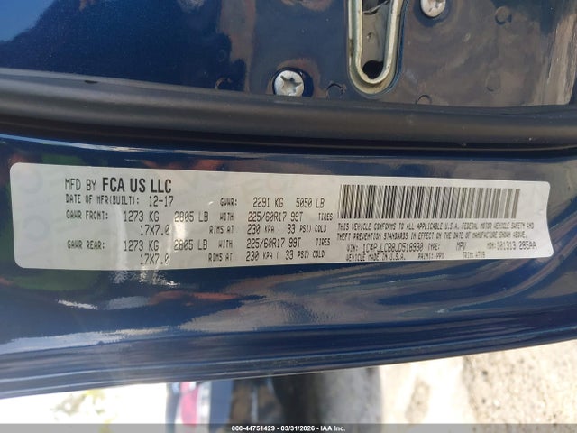 Продажа на аукционе авто 2018 Jeep Cherokee Latitude Fwd, vin: 1C4PJLCB8JD518930, номер лота: 44751429