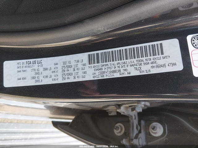 Продажа на аукционе авто 2019 Ram 1500 Limited  4x4 5'7 Box, vin: 1C6SRFHT1KN888108, номер лота: 44751468