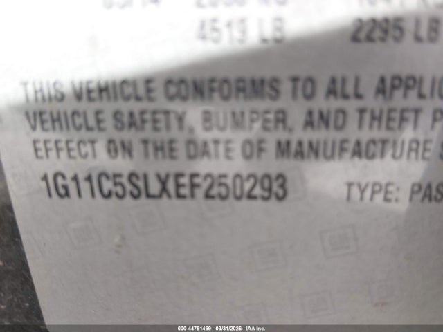 Chevrolet MALIBU 1LT 2014 1G11C5SLXEF250293 Image 9