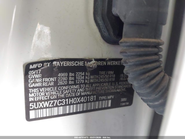 2017 BMW X3 5UXWZ7C31H0X40181 Photo 8