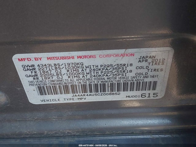 2012 MITSUBISHI OUTLANDER SPORT JA4AR4AU5CZ008852 Photo 8