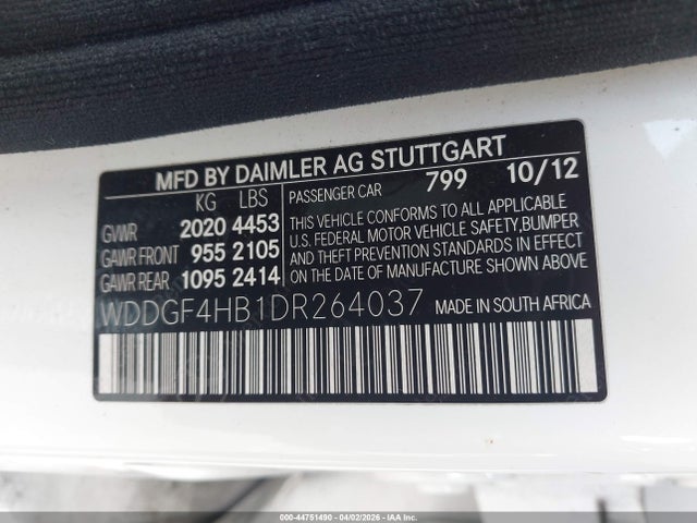 44751490 :رقم المزاد ، WDDGF4HB1DR264037 vin ، 2013 Mercedes-benz C 250 Sport مزاد بيع