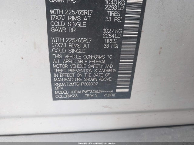 2017 Nissan Rogue S მანქანა იყიდება აუქციონზე, vin: KNMAT2MT6HP601007, აუქციონის ნომერი: 44751508