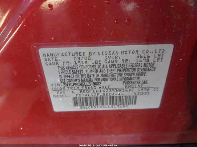 3N1CP5CV5LL519682 Nissan Kicks Sv Xtronic Cvt
