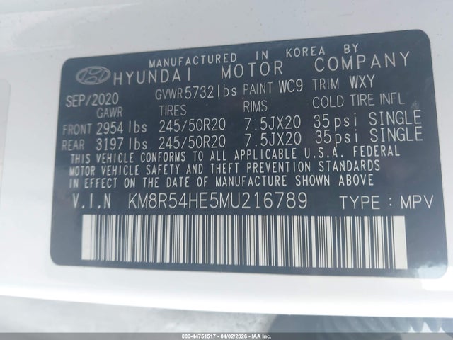 Продаж на аукціоні авто 2021 Hyundai Palisade Limited, vin: KM8R54HE5MU216789, номер лоту: 44751517