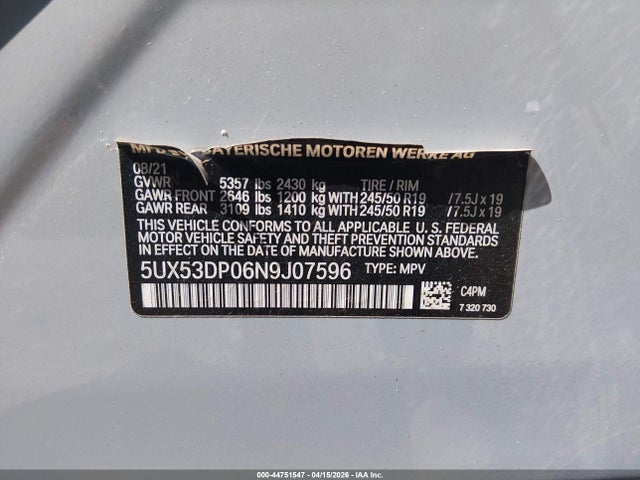 5UX53DP06N9J07596 BMW X3 Xdrive30i