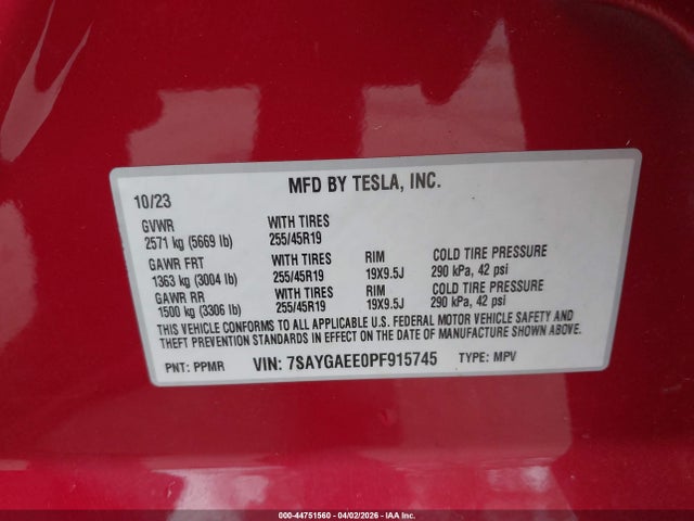 2023 TESLA MODEL Y 7SAYGAEE0PF915745 Photo 8