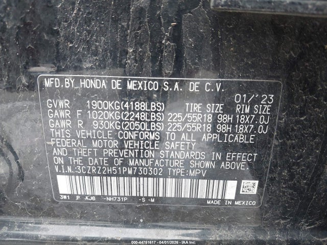 Aukcja sprzedaży 2023 Honda Hr-v Awd Sport, vin: 3CZRZ2H51PM730302, numer aukcji: 44751617