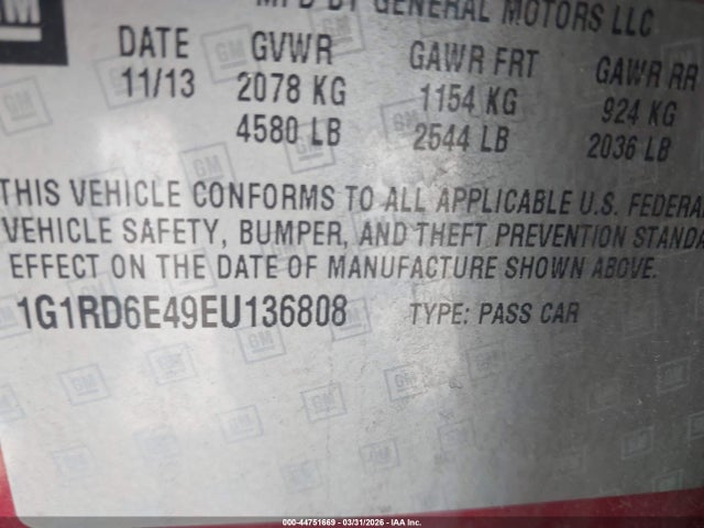 2014 CHEVROLET VOLT 1G1RD6E49EU136808 Photo 8