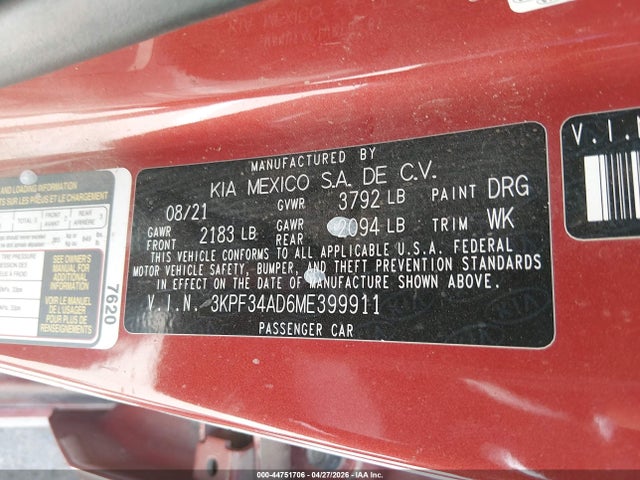 KIA Forte Gt-line 2021 3KPF34AD6ME399911 Image 9