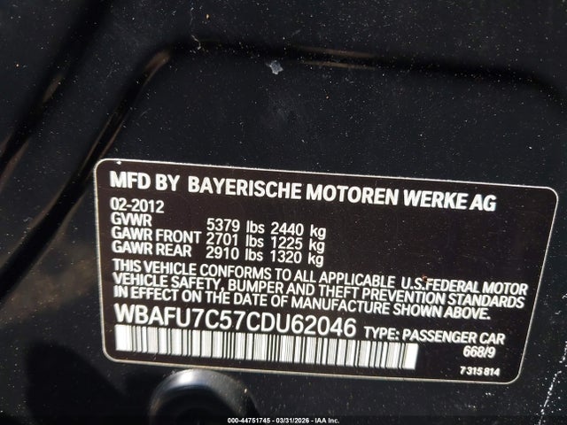 2012 BMW 535I WBAFU7C57CDU62046 Photo 8