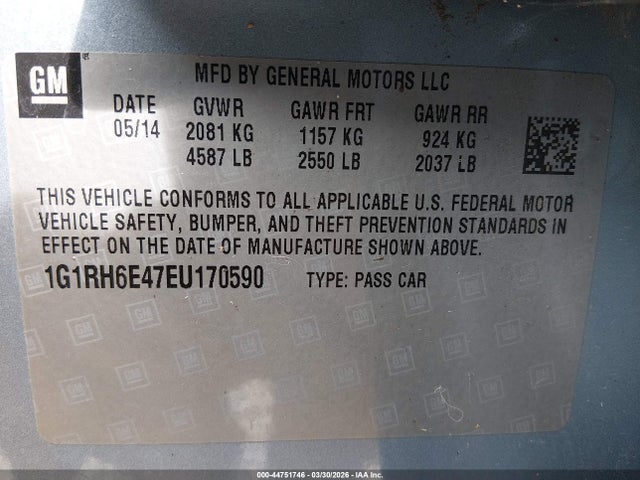 1G1RH6E47EU170590 Chevrolet Volt