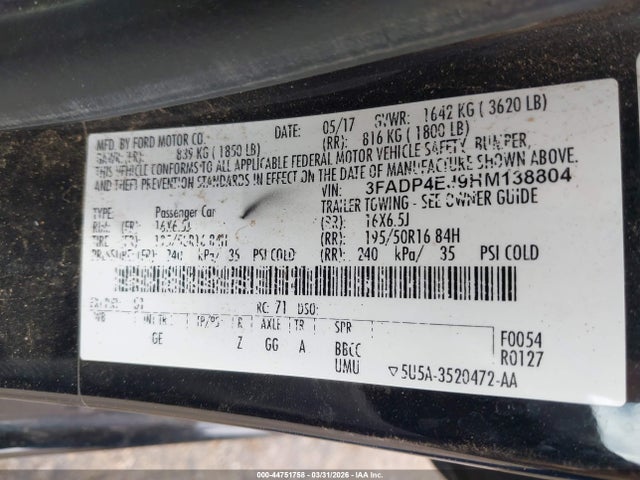 2017 FORD FIESTA 3FADP4EJ9HM138804 Photo 8