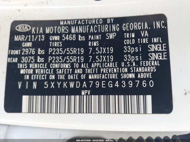 5XYKWDA79EG439760 KIA Sorento Limited V6