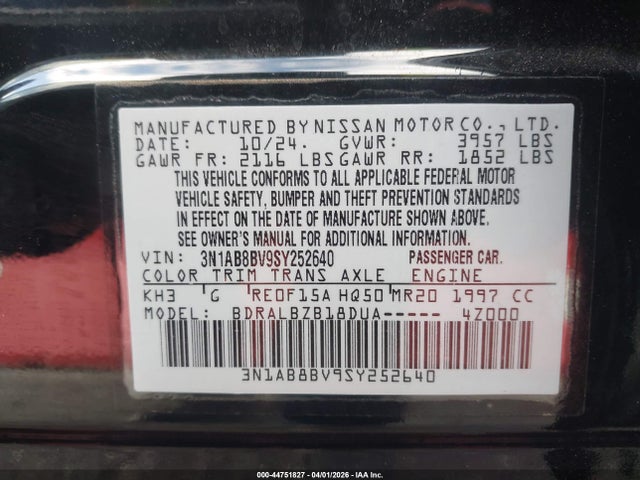 Nissan SENTRA S 2025 3N1AB8BV9SY252640 Image 9