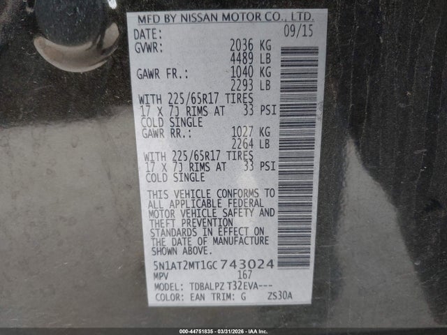 Nissan ROGUE S 2016 5N1AT2MT1GC743024 Image 9